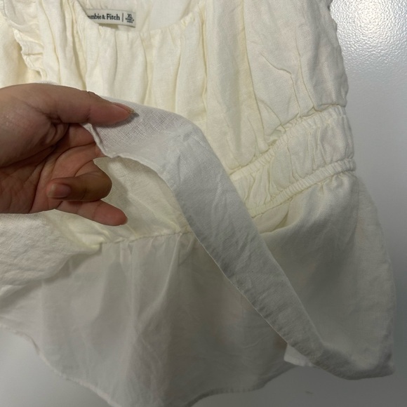 Abercrombie & Fitch White Ruffled Linen Blend Peplum Blouse size extra large - Picture 8 of 11